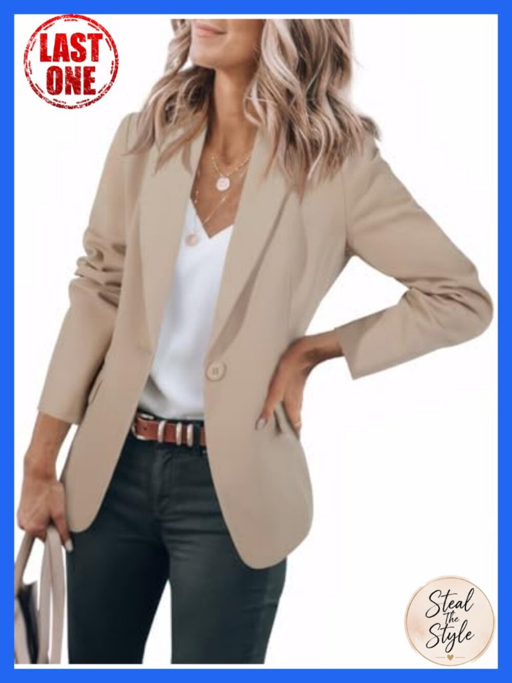 Women's Slim Fit Long Sleeve Open Front Business Blazer Suit Jacket